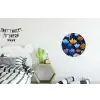 Bloemen - Patroon - Blauw - Contrast Wandcirkel aluminium klein -kinderkamer