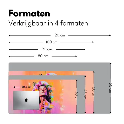 Portret - Bloemenkroon - Vrouw Muismat XXL klein -sfeer5