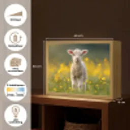 Lammetje - Gras - Bloemen - Geel Light Box met batterij (Wandlamp) middel -USP_websiteoverzichtNL