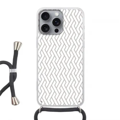 Grafisch - Patroon - Modern - Lijn Hoesje iPhone 16 Pro Max met koord klein 804 -3d