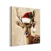 Kerst - Hert - Gewei - Rood aluminium wit klein -3d
