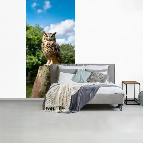 Uil - Boomstronk - Bos - Lucht fotobehang vinyl groot -slaapkamer