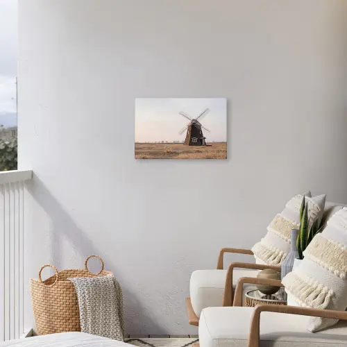 Windmolens - Landschap - Veld Tuinposter op houten frame 2 cm dik klein -sfeer1
