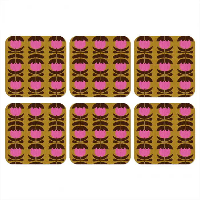 Abstract - Bloemen - Roze onderzetter kurk middel 366 -3d