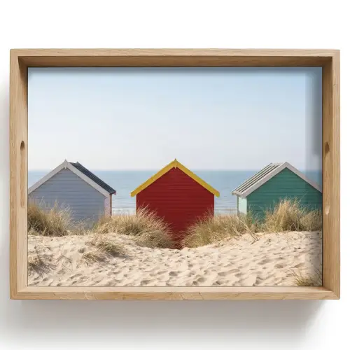 Strand - Huisjes - Kleurrijk - Duinen Dienblad Rechthoek middel -z3d_shopping