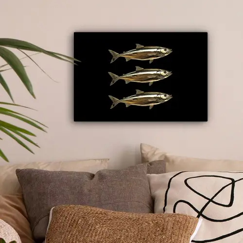 Vissen - Goud - Zwart canvas 2cm klein -sfeer1