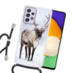 Rendier - Gewei - Toendra - Sneeuw - Wild Hoesje Samsung Galaxy A52 5G met koord klein -sfeer1