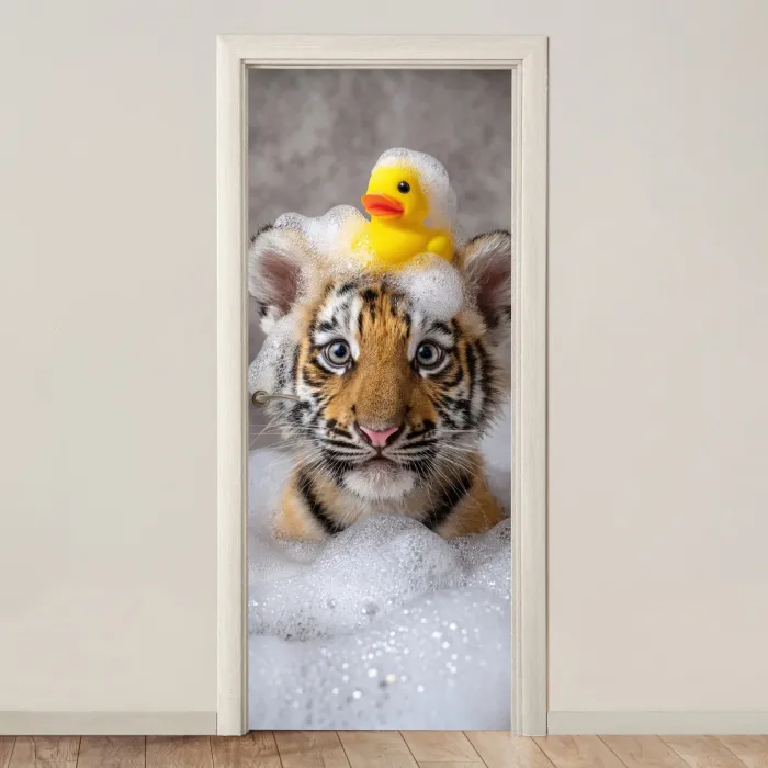 Welpje - Bad - Geel deurposter klein -3d_beige