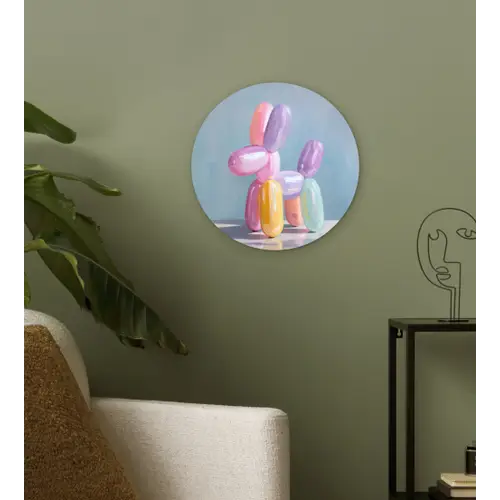 Dier - Ballon - Pasteltinten - Glanzend Wandcirkel kunststof plaat 5mm dik klein -sfeer3