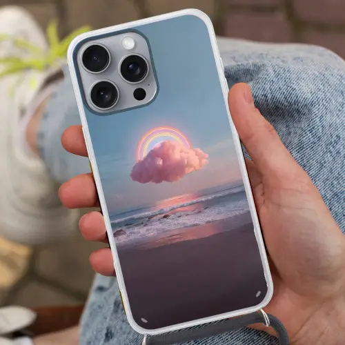 Wolk - Regenboog - Zee Hoesje iPhone 16 Pro Max met koord klein -sfeer3
