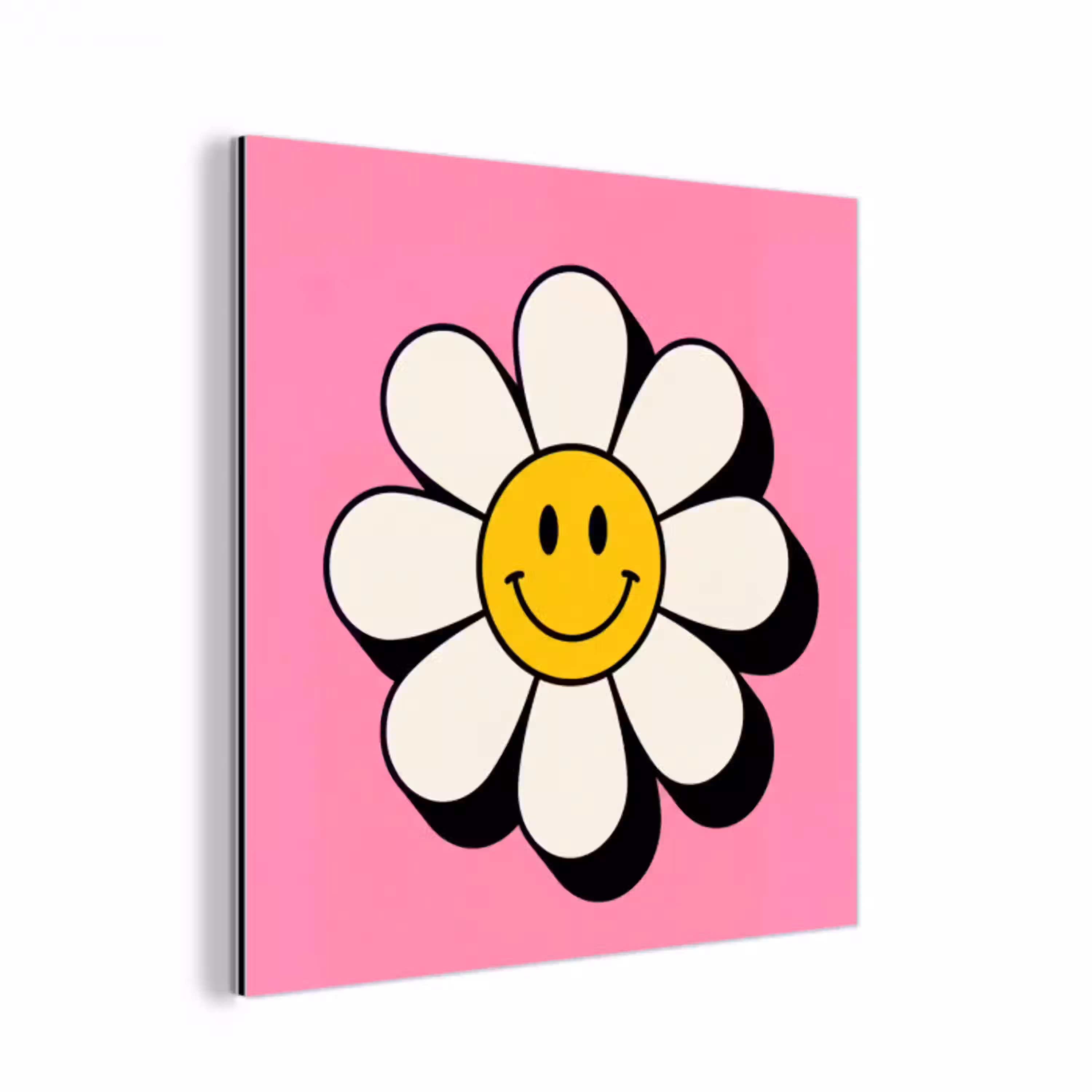 Smiley - Bloem - Roze aluminium wit klein -3d