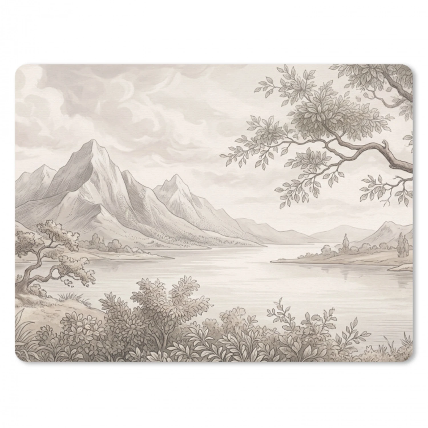 Landschap - Bergen - Meer - Natuur muismat rubber klein -3d