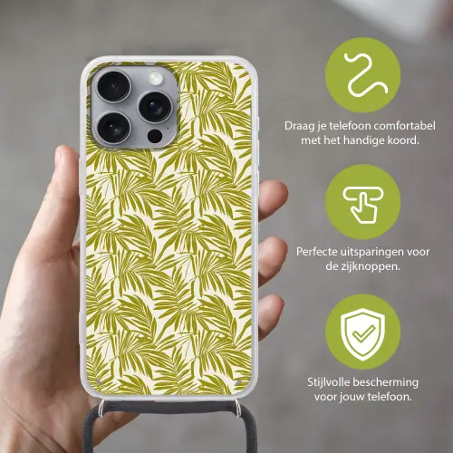 Palmblad - Patroon - Groen Hoesje iPhone 16 Pro Max met koord klein 804 -sfeer2_NL
