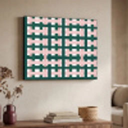 Vlechtpatroon - Groen - Roze - Grafisch Textielframe zwart klein 947 -sfeer3