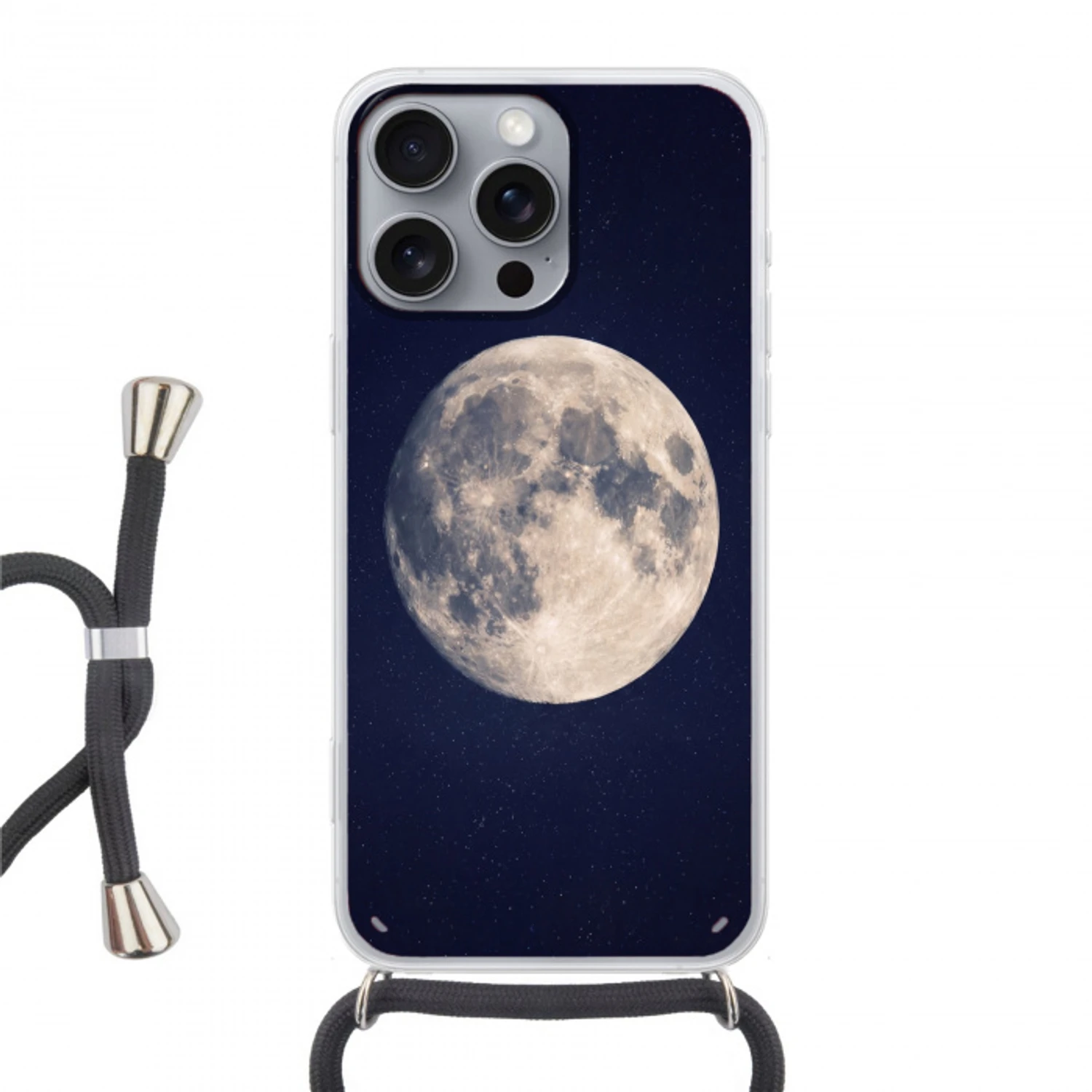 Ruimte - Maan - Kosmos Hoesje iPhone 16 Pro Max met koord klein -3d