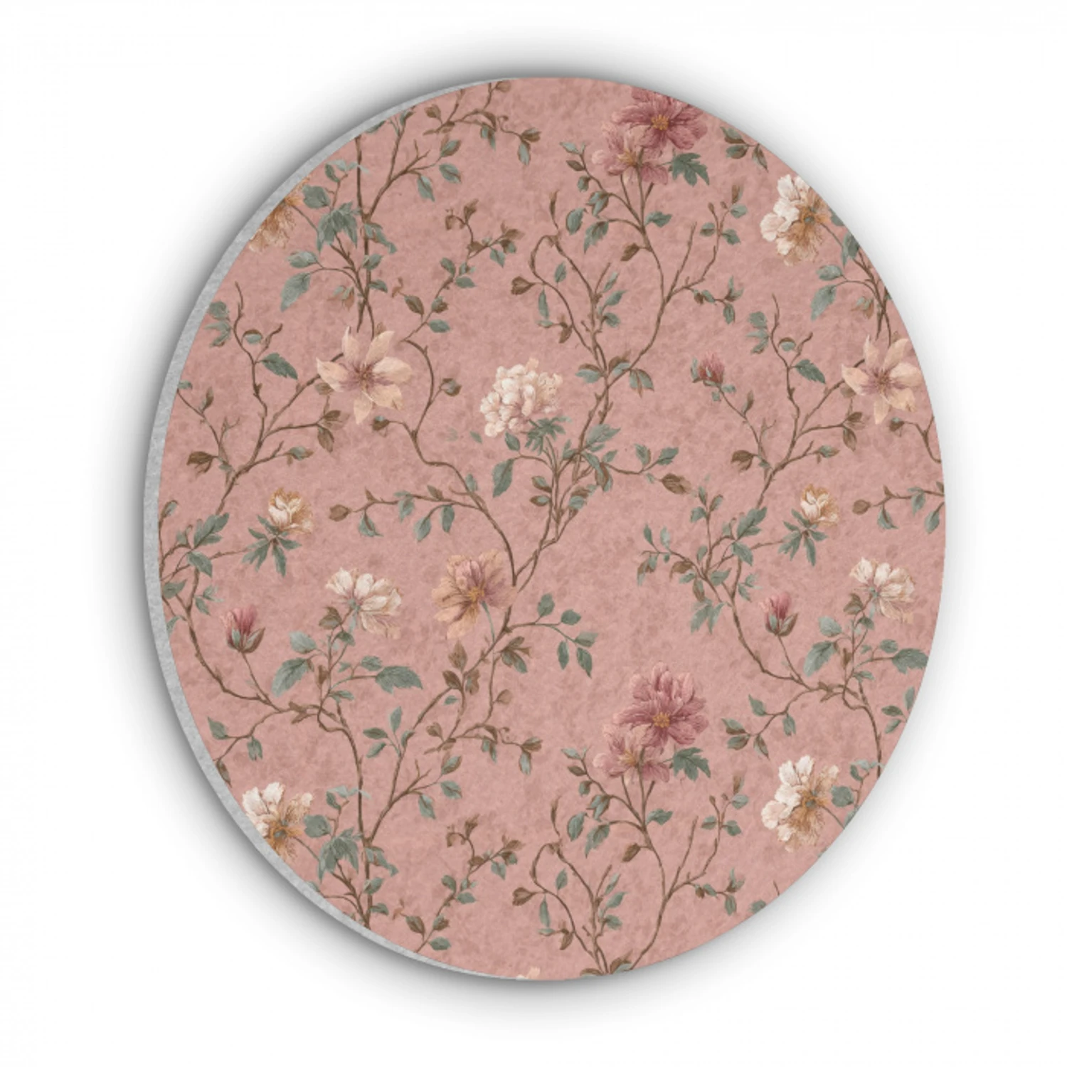 Botanisch - Bloemen - Roze Akoestische PET Vilt - Rond klein 838 -3d
