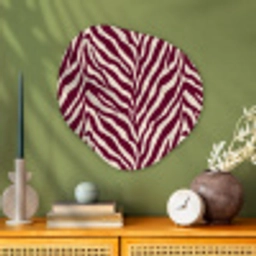 Zebra - Motief - Bordeaux - Rood Wandcirkel Organisch Aluminium middel 851 -sfeer2