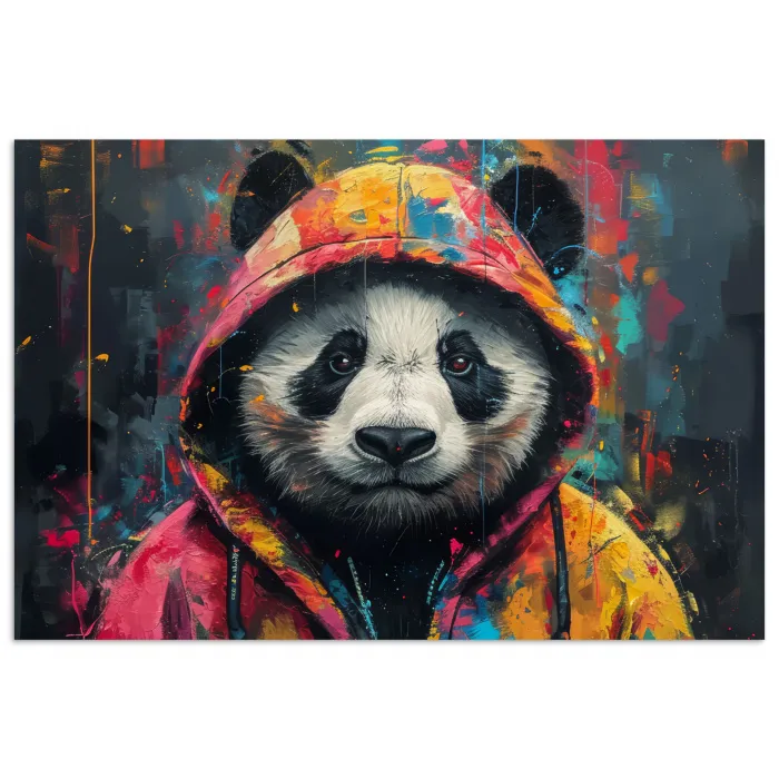 Graffiti - Panda - Jas - Kleurrijk poster papier klein -3d
