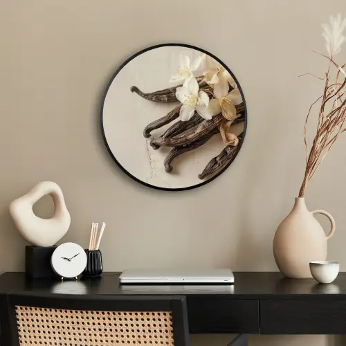 Vanille - Bloemen - Beige Fotolijst rond zonder passe partout klein -sfeer1