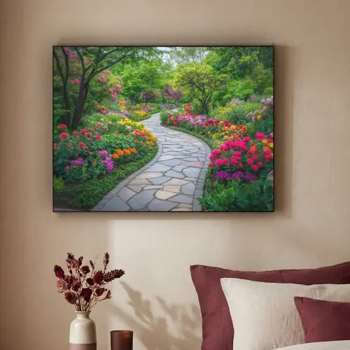 Park - Bloemen - Tuin Textielframe zwart klein -sfeer1