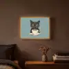 Kat - Zwart - Koffie - Minimalistisch Light Box met batterij (Wandlamp) middel -sfeer4