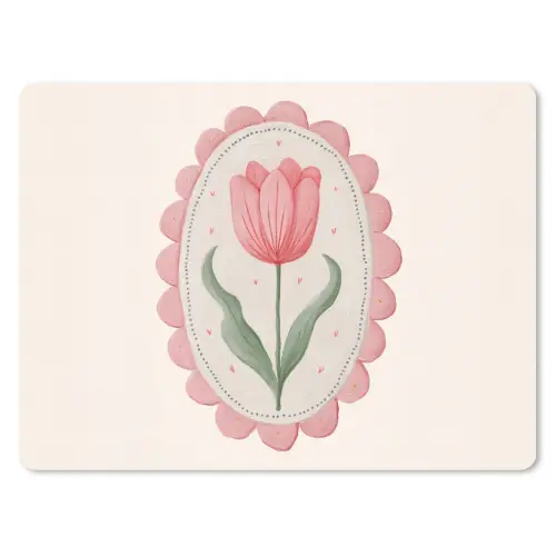 Tulp - Lijst - Ovaal - Illustratie muismat rubber klein -3d