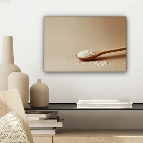 Lepel - Rijst - Hout - Beige canvas 2cm klein -sfeer6