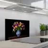 Tulpen - Kleuren - Hout - Vaas keuken achterwand spatscherm klein -3d_schuin