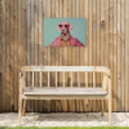 Hond - Overhemd - Bloemen - Bril Tuinposter op houten frame 2 cm dik klein -sfeer4