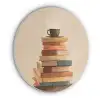 Boeken - Toren - Koffie - Beige Akoestische PET Vilt - Rond klein -3d