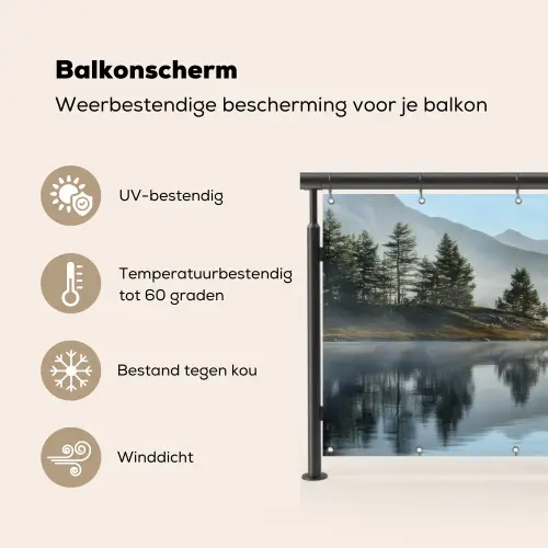 Meer - Mist - Bergen - Landschap Balkonbeschermer Duitsland klein -specs_NL