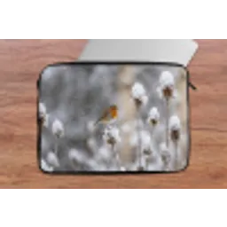 Roodborstje - Gedroogde bloem - Sneeuw - Winter - Vertederend laptophoes neopreen klein -tafel