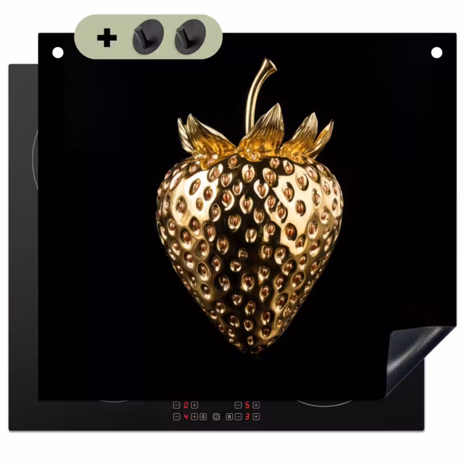 Inductie beschermer en spatscherm (2in1) - Aardbei - Goud - Zwart - Chrome