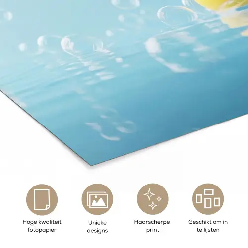 Bubbels - Badeend - Geel poster papier klein -closeup_NL