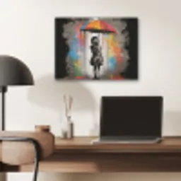 Meisje - Kunst - Paraplu - Graffiti - Kleuren - Muur PET vilt klein -sfeer5