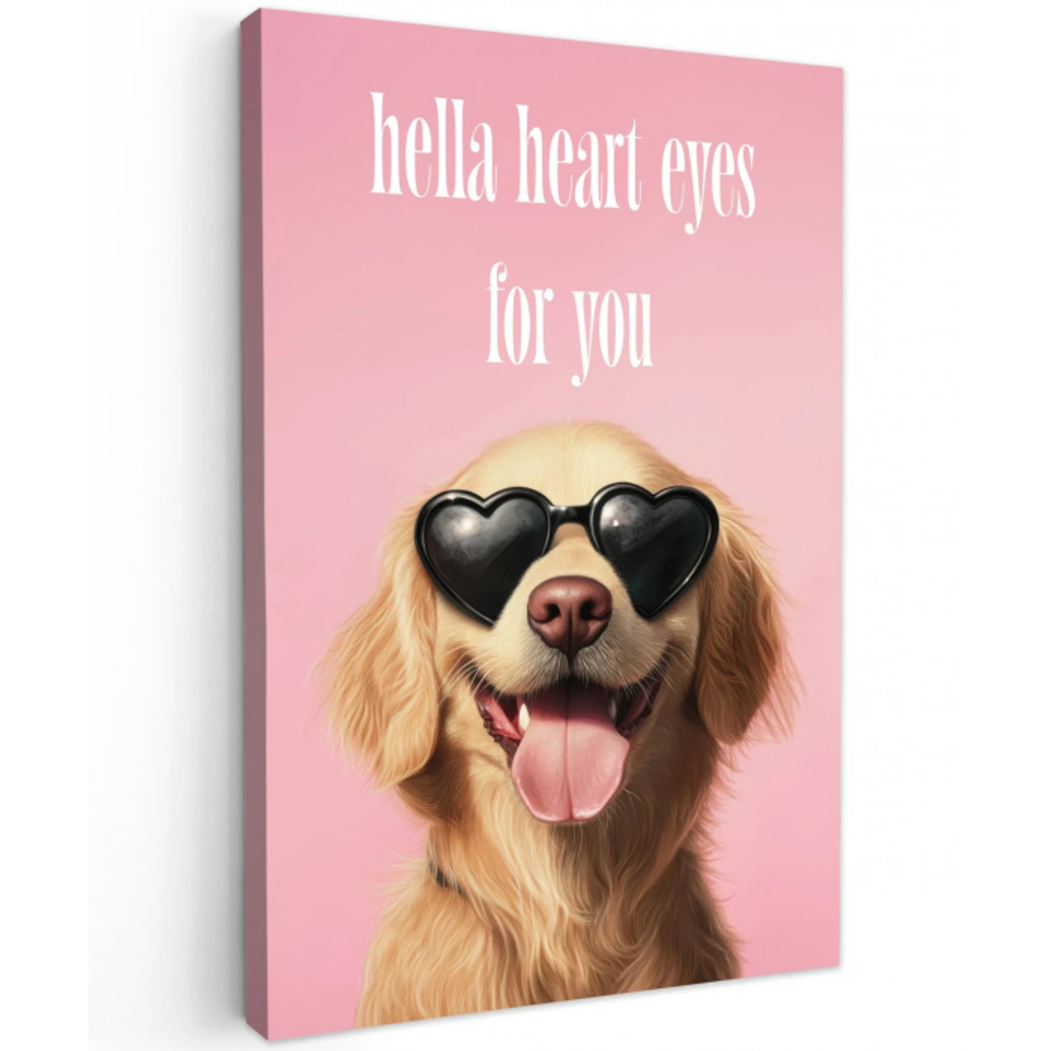 Zonnebril - Hartjes - Hond - Valentijn Tuinposter op houten frame 2 cm dik klein -3d