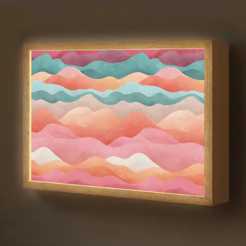 Golven - Kleurrijk - Abstract Light Box met batterij (Wandlamp kind) middel -z3d_website