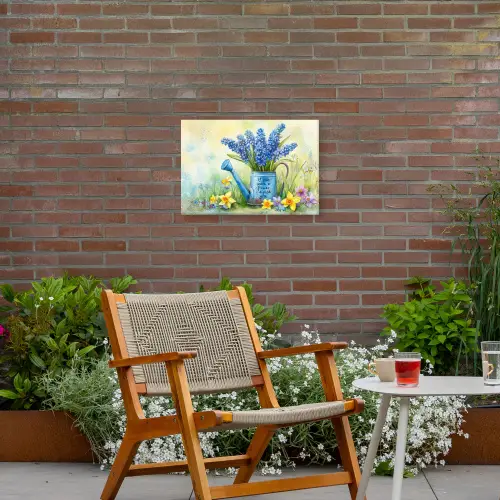 Lavendelbloemen - Quote - Gieter Tuinposter op houten frame 2 cm dik klein -sfeer3