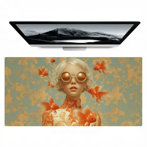 Goudvissen - Oranje - Vrouw - Blond Muismat XXL klein -zzz3d