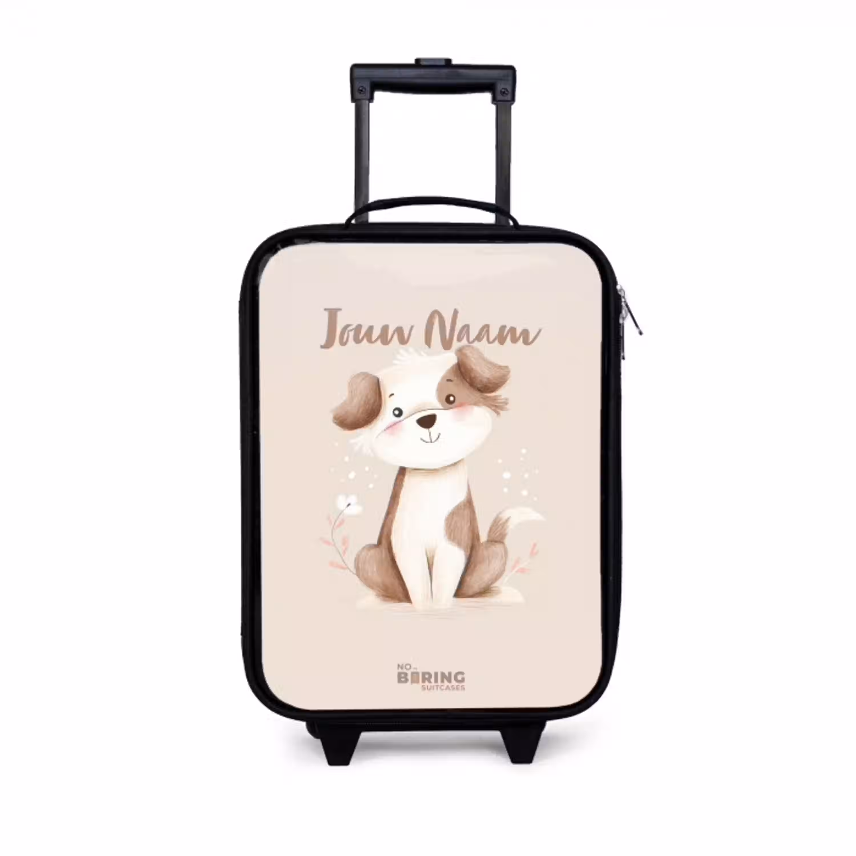 Hond in de kleuren bruin en beige Kinderkoffer - Zwart klein -3d