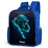 Neon silhouet van een chimpansee Kinderrugzak - Blauw middel -schuin
