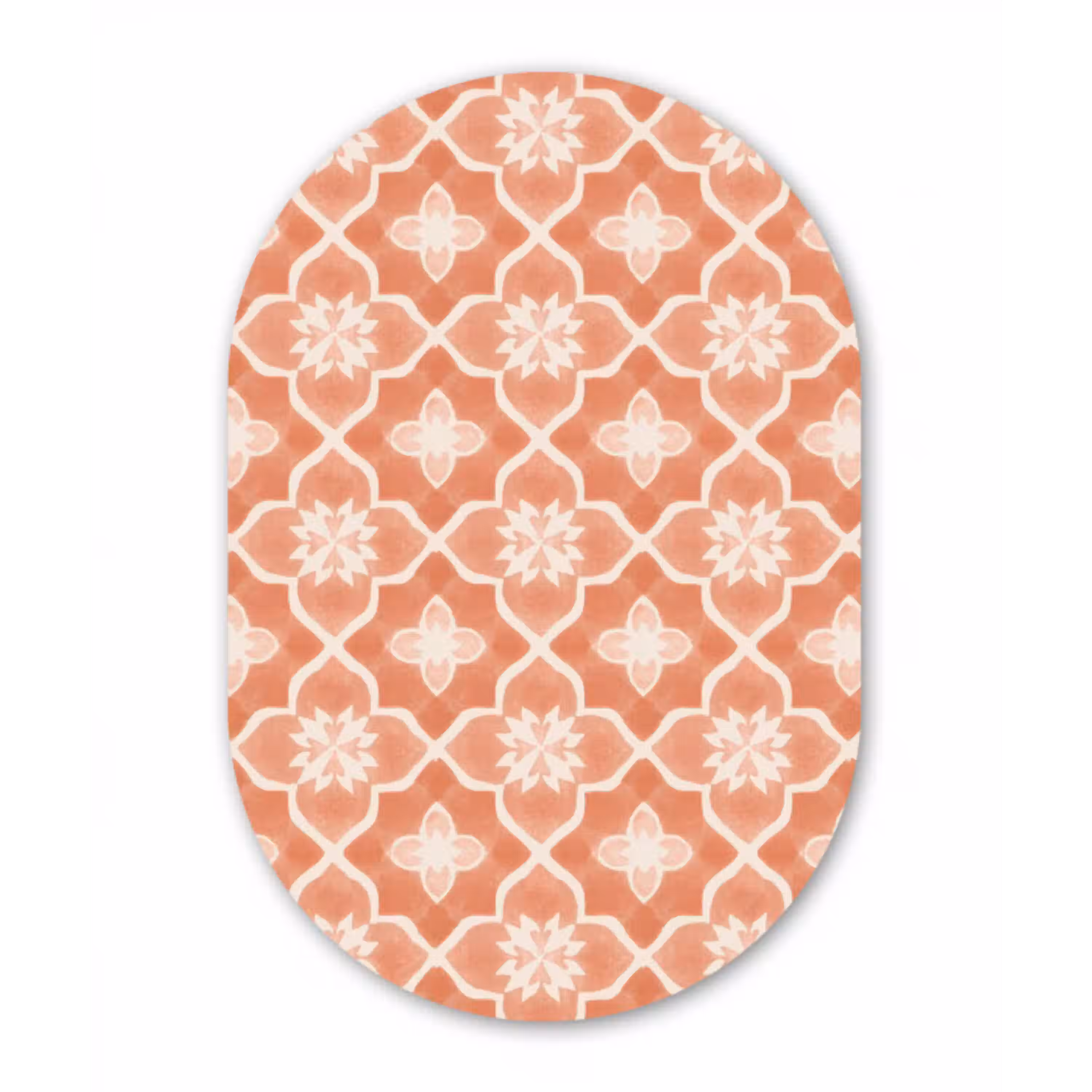 Tegelpatroon - Arabesk - Vintage - Terracotta Wandcirkel Ovaal Aluminium middel 839 -3d