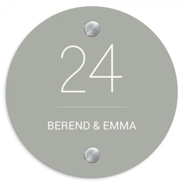 Effen lichtgrijs - Klassiek Naambord Rond klein -3d