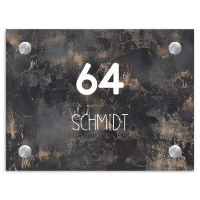 Verweerd metaal - Modern Naambord Rechthoek middel -3d