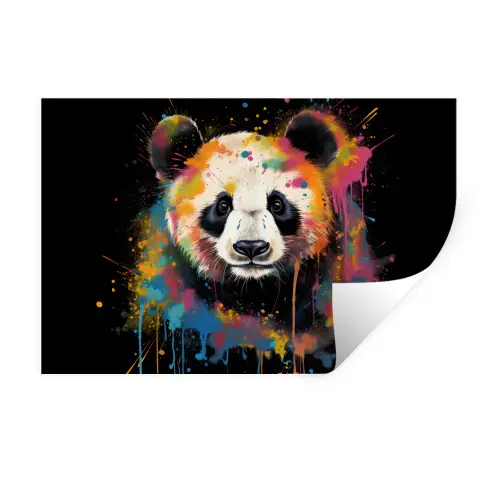 Panda - Graffiti - Dieren - Zwart - Kleuren Muursticker klein -3d