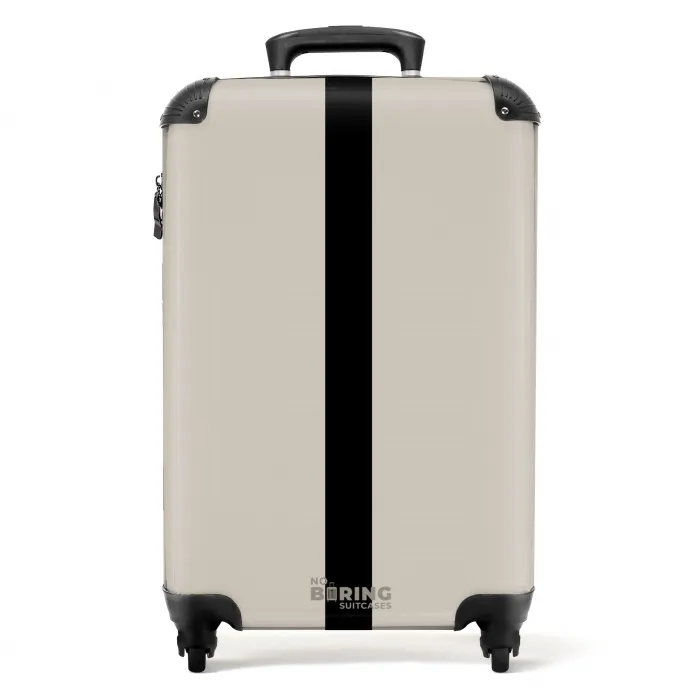 Minimal - Licht beige met zwarte streep NBS - Handbagage koffer - Unisex middel -productfoto_recht