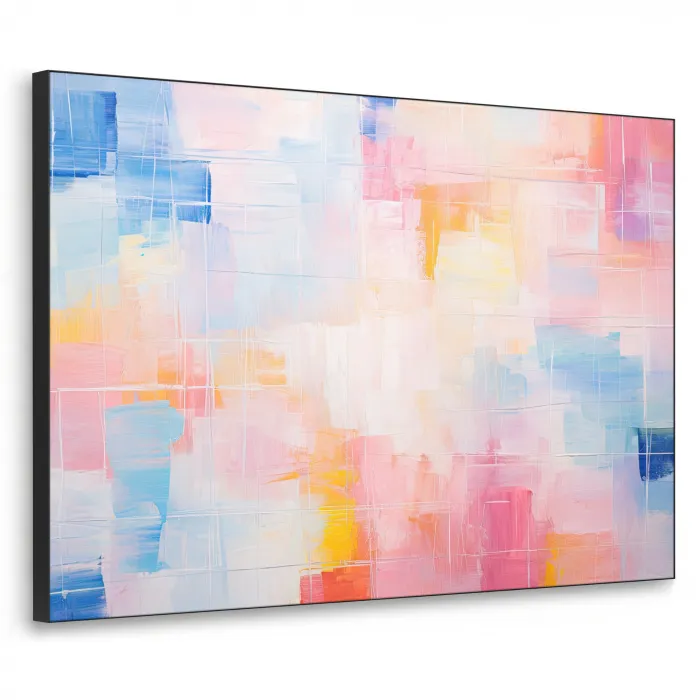 Aquarel - Pastel - Abstract - Kunst Textielframe zwart klein -3d