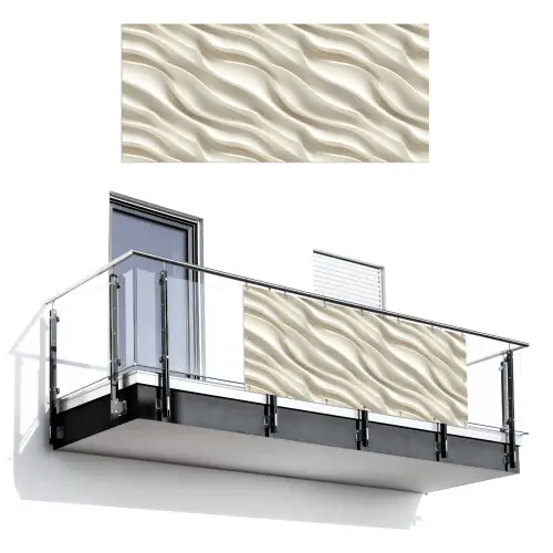 Diagonaal - Golven - Crème Balkonbeschermer Duitsland klein 596 -3d