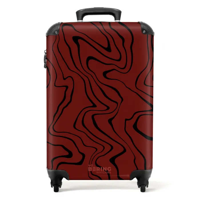Rode achtergrond met abstracte zwarte lijnen NBS - Handbagage koffer - Unisex middel -productfoto_recht