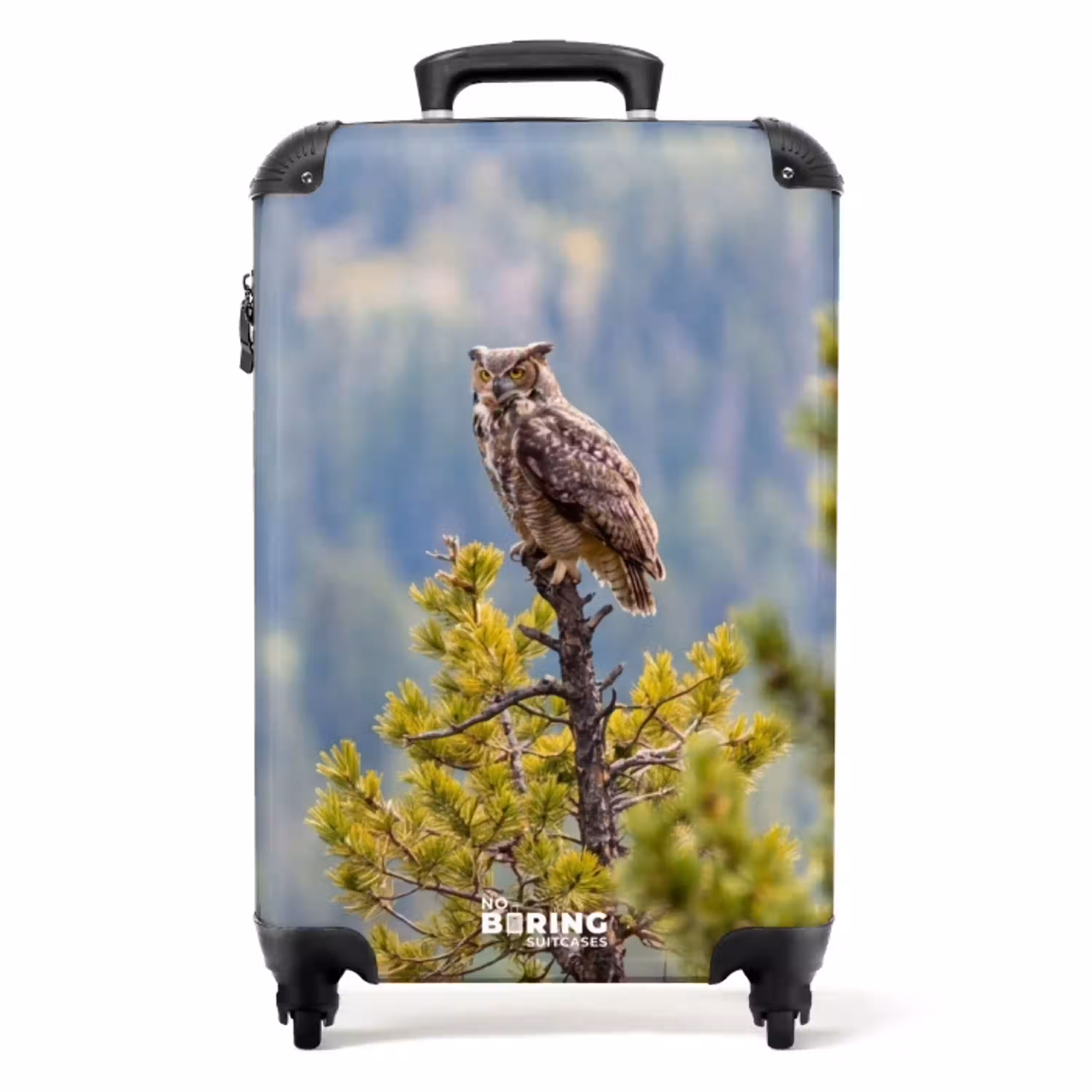 Uil - Oehoe - Bomen - Natuur NBS - Handbagage koffer - Volwassenen Unisex middel -productfoto_recht